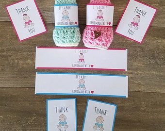 Printable~Baby Wrap Labels, Handmade crochet wrap label, baby thank you tags, baby wrap labels, baby, PDF Download, Baby crochet,labels