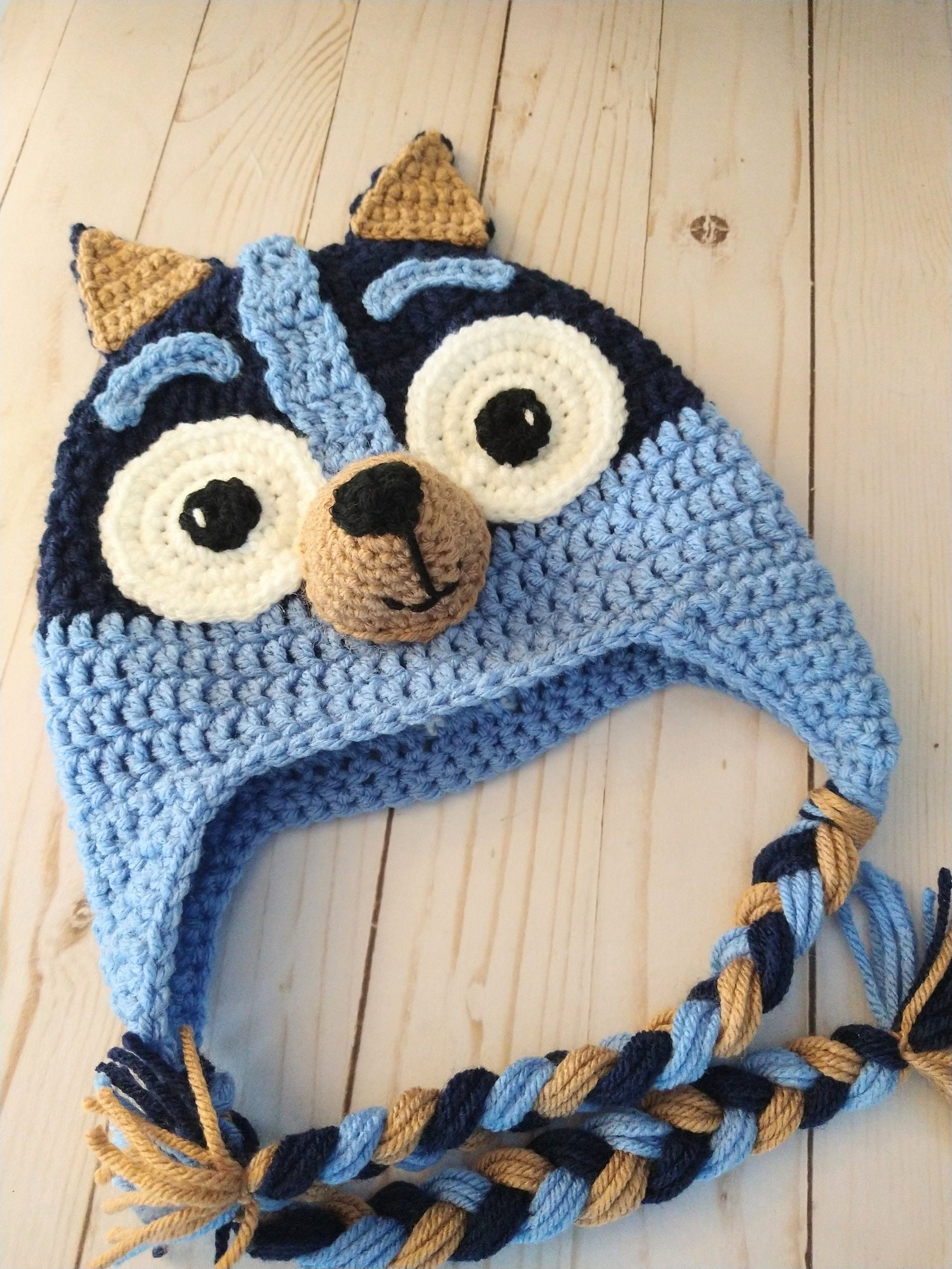 Crochet Bluey Hat Bluey Heelerbluey Hat Bluey Beanie Bluey Etsy