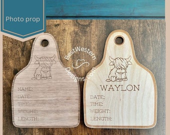 Cow Tag Stat, Baby birth Stat Sign, Cow Ear Tag birth sign , Birth Announcement, Wood Newborn baby Stat Sign, Wood Cow Tag Birth Stat Sign