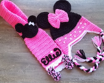 Modello per cappello e sciarpa a forma di topo all'uncinetto per bambini e adulti in formato PDF