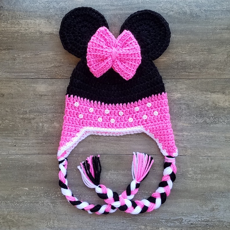 Mickey Mouse Inspired by Disney Mickey Mouse Character Hats Crochet Minnie Mouse Hat Minnie Mouse beanie Crochet Minnie Mouse