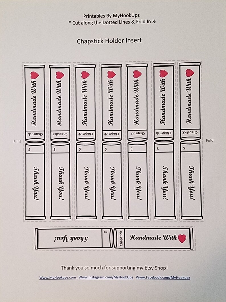 Printable Chapstick Insert PDF Download Chapstick template | Etsy