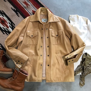 vintage Pacific Trail Vegan Shearling Faux Cuir Robuste Veste manteau d’hiver Western Marlboro Man ~ Taille homme Grande
