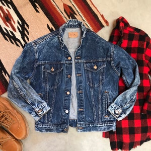 Vintage Levi&#39;s Rugged Indigo Trucker Denim Jacket Coat Outdoor ~ Men&#39;s Sz Large