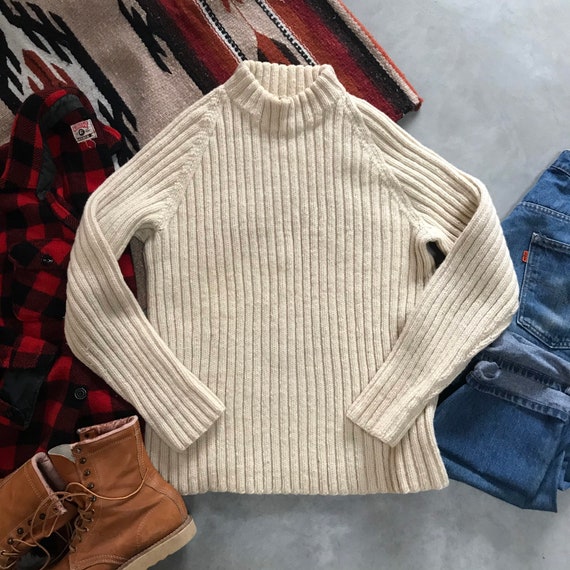 Vintage 50's 60's Soft Fisherman's Cable Hand Knit