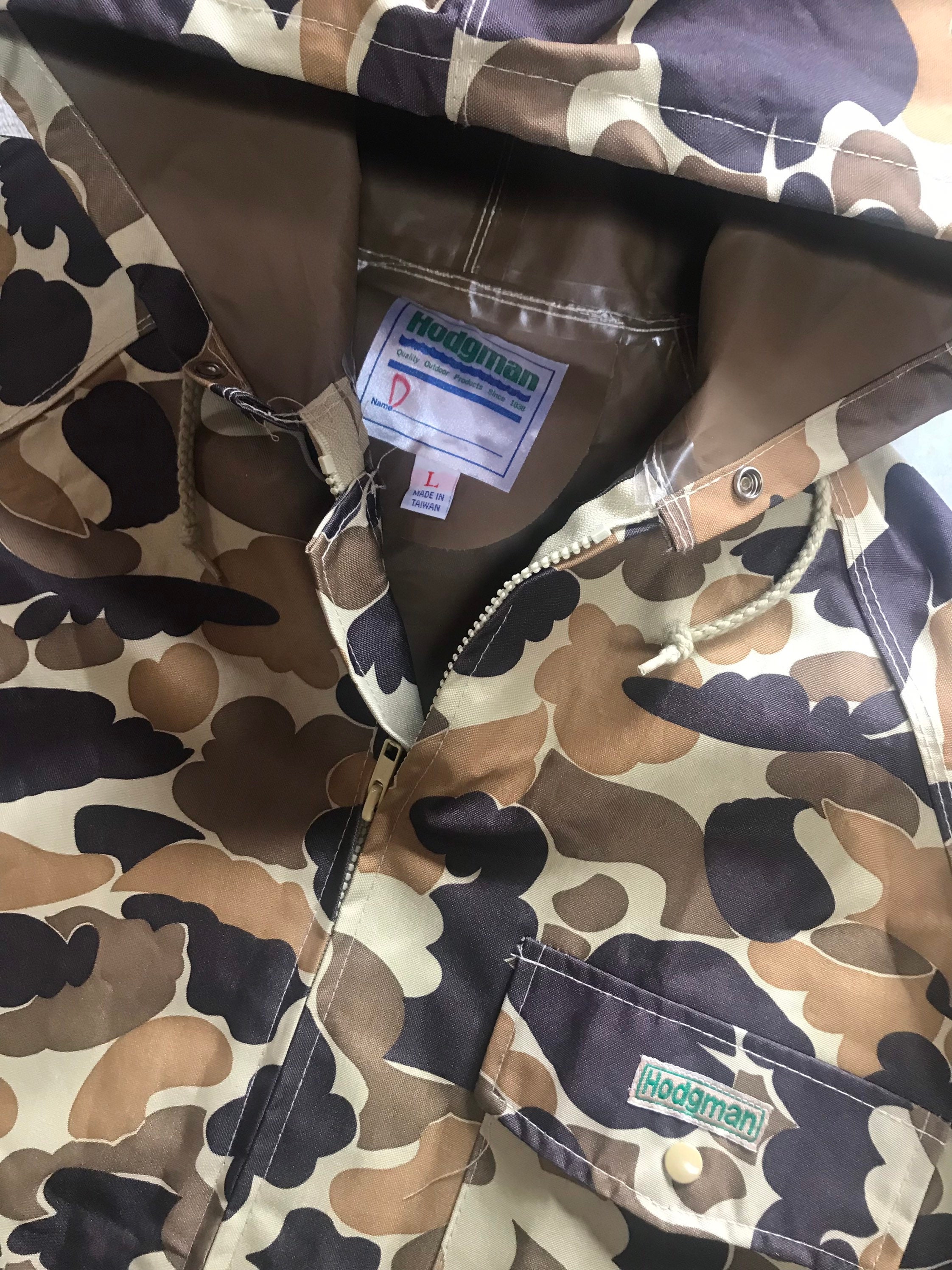 Vintage Hodgman Lakestream Camo Hooded Rain Proof Fishing Hunting Jacket Mens L