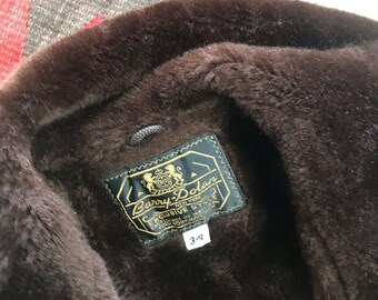 Vintage Rugged Barry Dolan Faux Fur Trench Car Coat Overcoat  