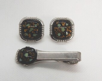Vintage 60s Rainbow Rhinestone Colors ANSON Tie Bar Clasp Clip; Multi Color GT
