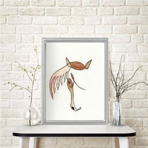 Modern Metallic Watercolor Painting STALLION Modern Art/Nursery/Office/Home Decor/  Wall Art