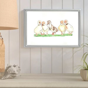 Original FIVE SPRING DUCKLINGS Watercolor Painting
