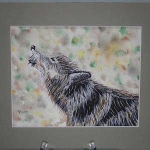 Timber Wolf an Original Watercolor Painting Watercolor Paper Mounted and Matted Home Decor  Wall Art