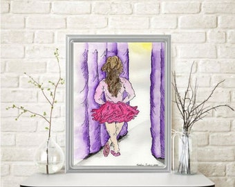 Watercolor Painting YOUNG BALLERINA Modern Art/Nursery/Office/Home Decor/Art