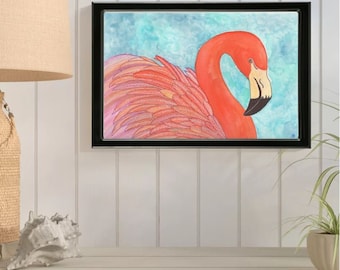 SIZZLING HOT FLAMINGO Watercolor Painting Home Nursery Decor Wall Art