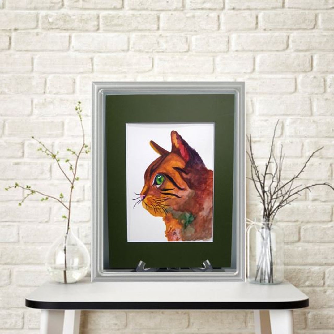 Original Tabby Kitten Watercolor Painting, Matted Wall Art - Etsy