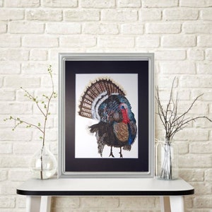 Watercolor Painting Tom The Turkey Mounted/Matted Modern Art Nursery Office Art