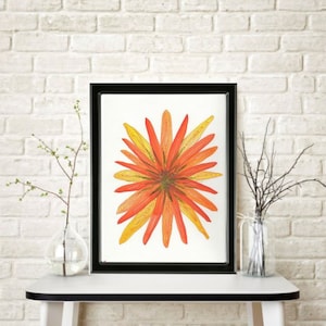 Dizzy Daisy Floral Flower ORIGINAL Watercolor Line & Wash Painting Home Nursery Decor Wall Art