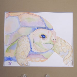 Sea Turtle Original Watercolor Painting Mounted and Matted Home Nursery Decor Wildlife Wall Art