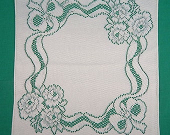 Vintage Lace Square Doily Napkin Table Runner Ecru Flowers & Bows