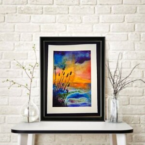 Watercolor Painting STORMY WEATHER Landscape Modern Art/Nursery/Office/Home Decor Wall Art