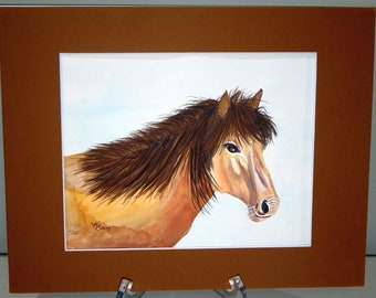 Wild Mustang Horse an Original Watercolor Painting Watercolor Paper Mounted and Matted Wedding Home Decor Wall Art