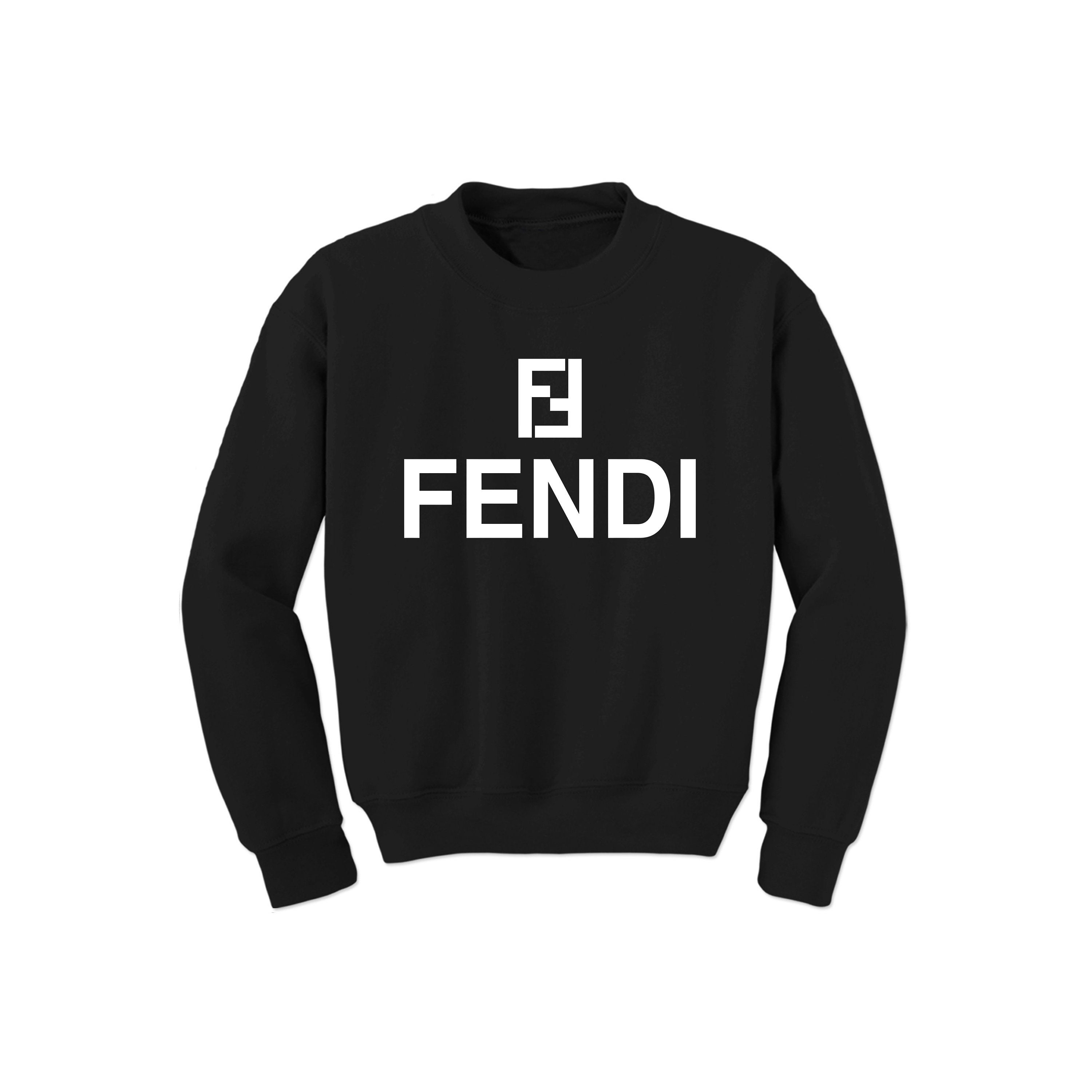 Fendi Inspired Black Unisex Long Sleeve Jumper Sweatshirt Plus | Etsy