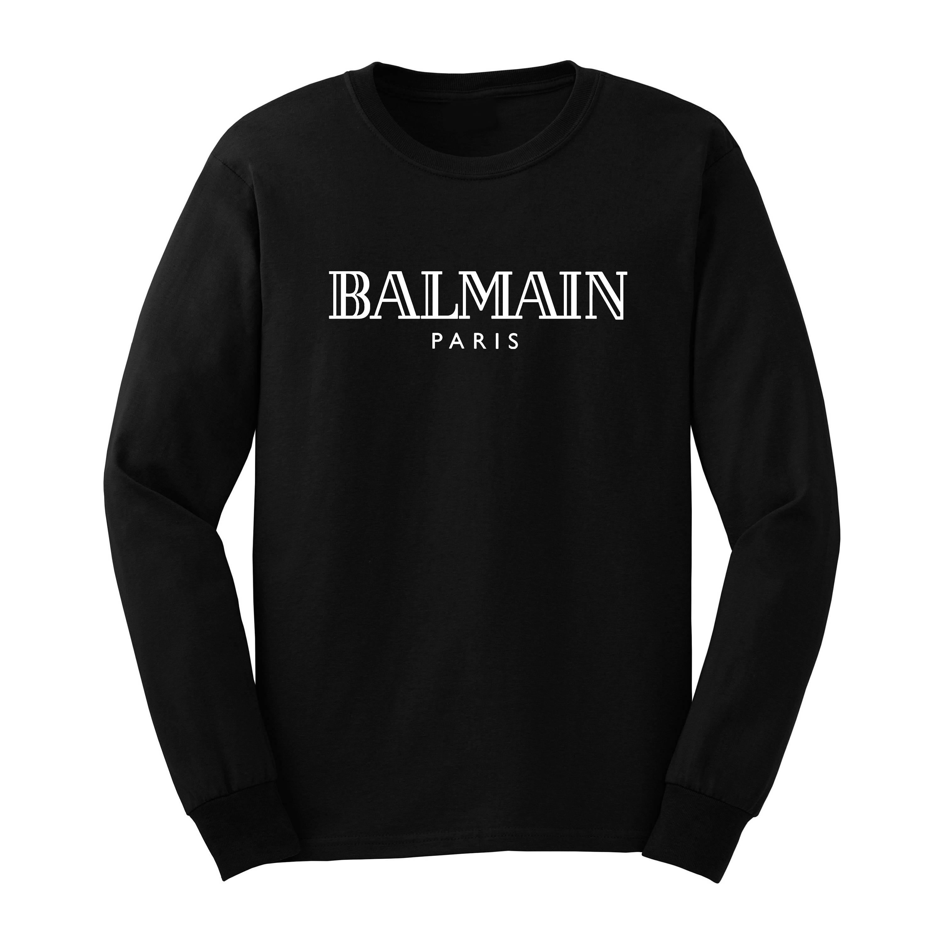 Balmain Paris Inspired Unisex Long Sleeve Black T-Shirt | Etsy