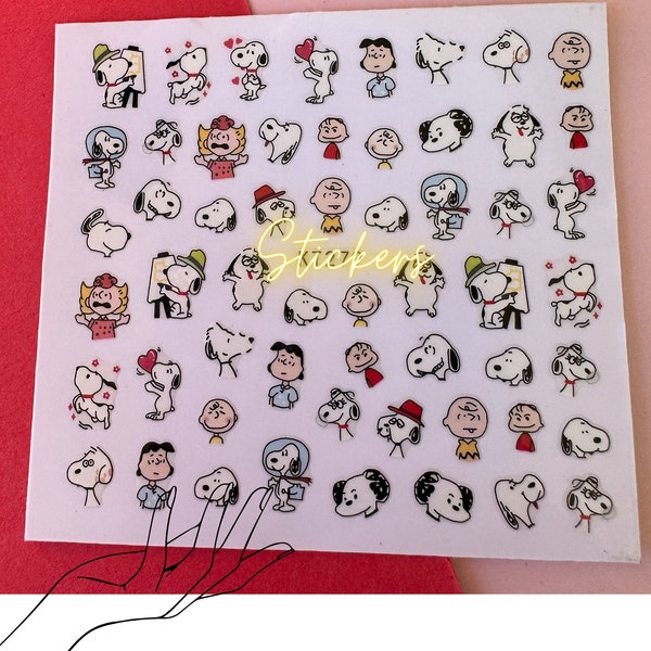 Cute Snoopy Cartoon mini nail art sticker- Kawaii Anime Diy Journaling Scrapbooking Crafting Decorative Planner Adhesive Sticker