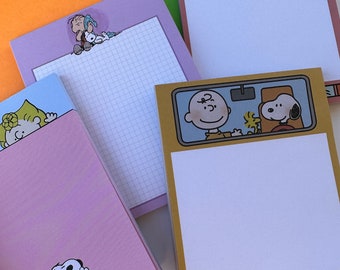 Cartoon Snoopy and his friend notepads, vintage craft notepads , stickers notes for teacher student office, post it note pad paper gel pen