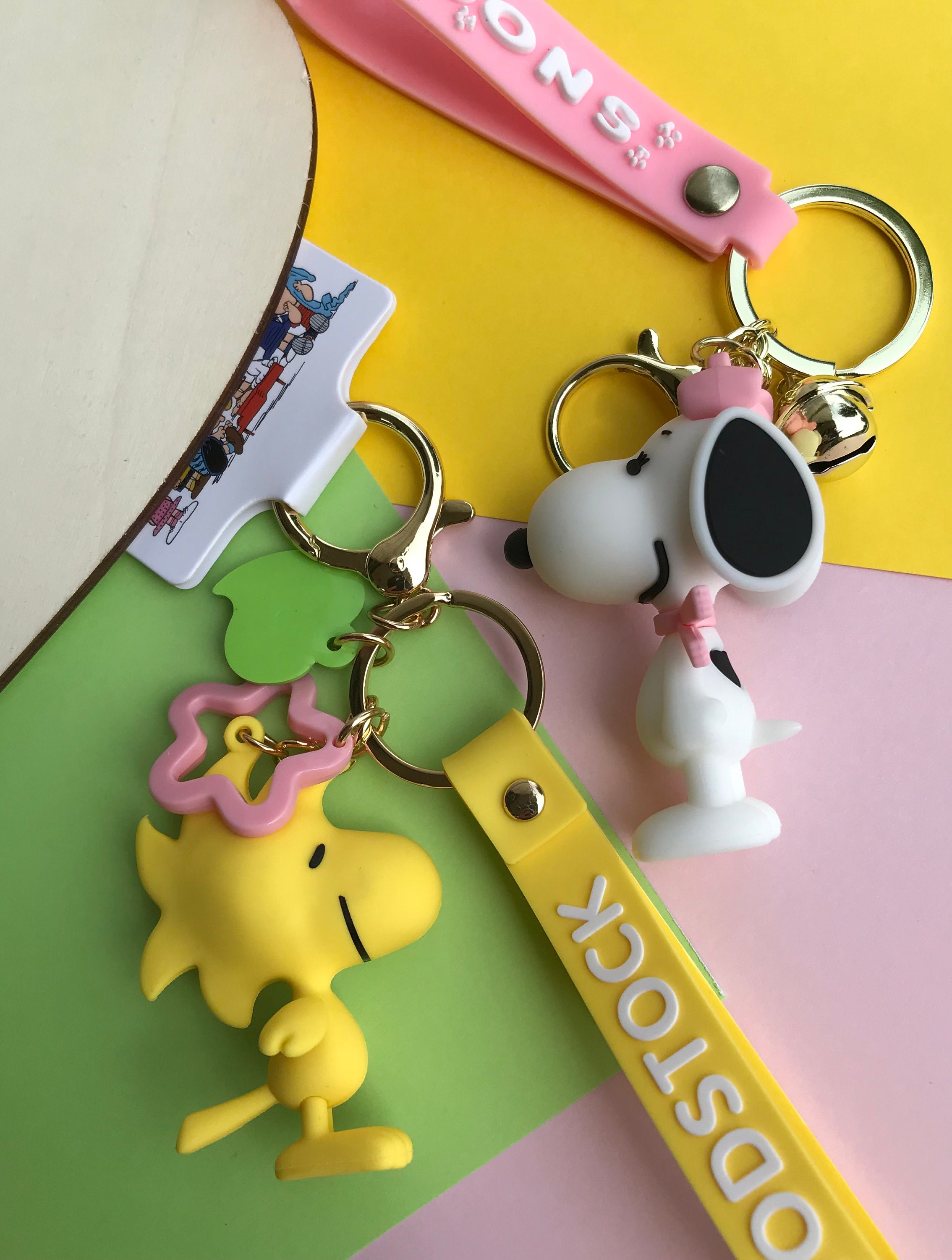 Charlie Brown Snoopy Keychain With Ring Bell 