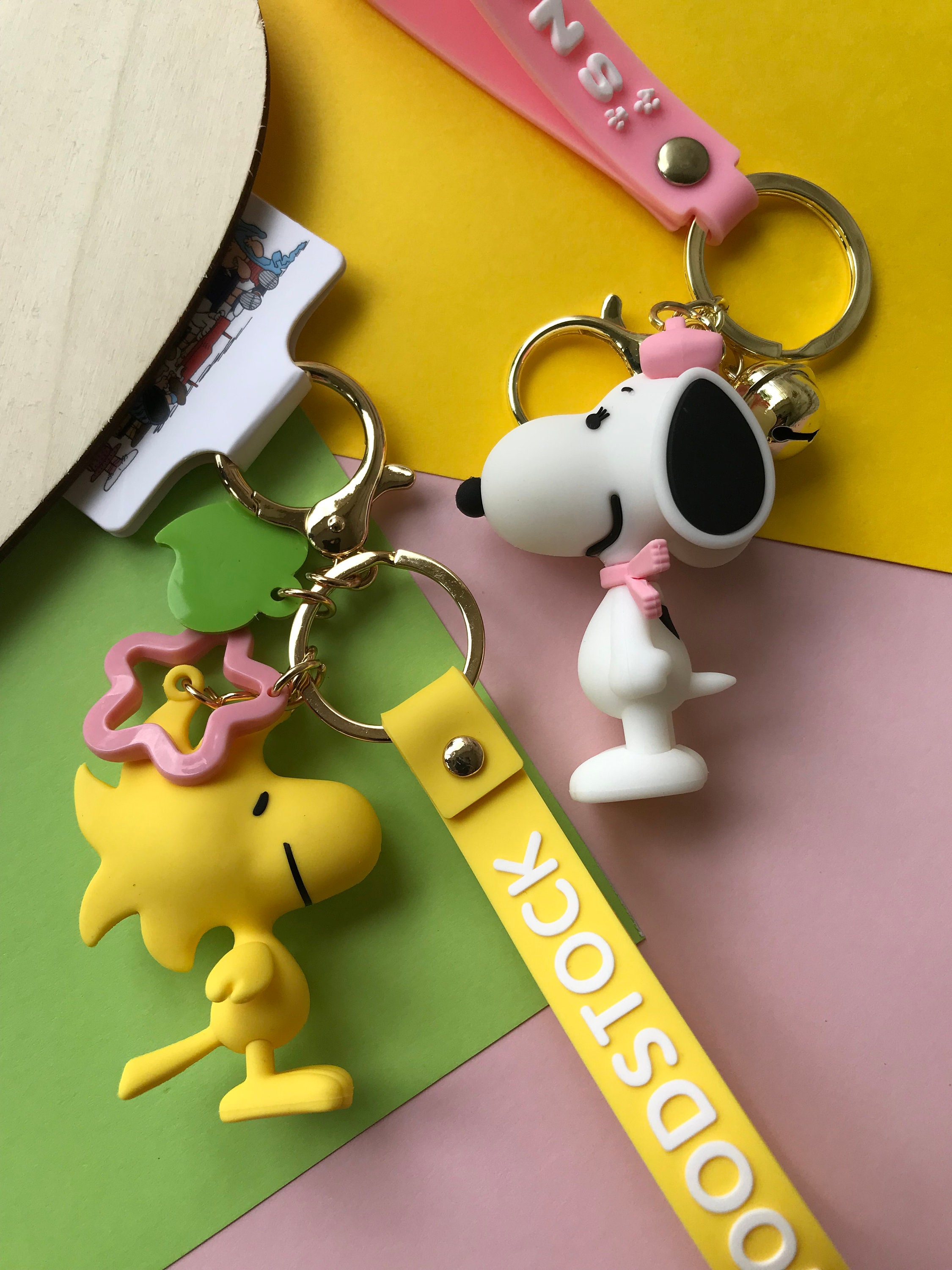 Anime keyring Cartoon Snoopy Friends 3D Peanuts Keychain Bag Purse Charm  Keyring
