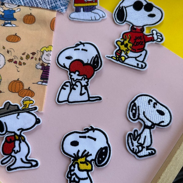 Fun Craft Snoopy Embroidered Cloth Patch Cartoon Puppy Kids Coat Bag Decor-Iron or sew on Applique Clothing Gift Accessories Dog love