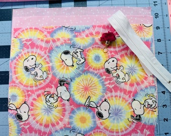 Tie Dye Snoopy Cartoon Print Fabric DIY for pouches - Crafty  DIY Cotton bag Fabric remnant pieces craft supply