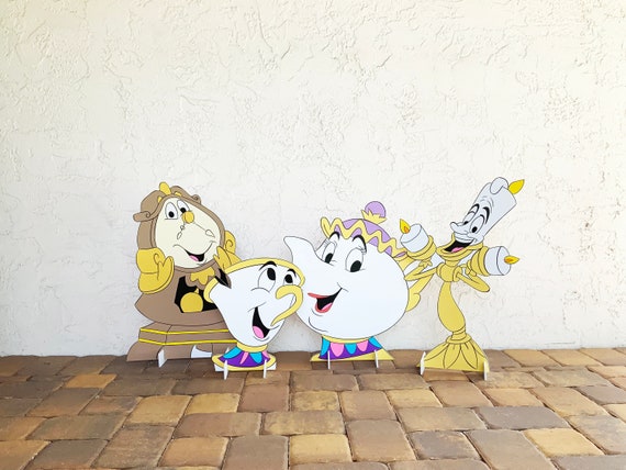 2FT Beauty and the Beast Bundle Princess Cutout Party Prop Decor, Mrs. Potts, Chip, Lumiere, Cogsworth Party Props Il_570xn