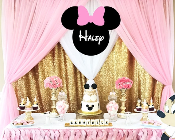 Glitter Custom Name Minnie and Mickey Mouse Head Cutouts Party Decor Photo Prop Il_570xn