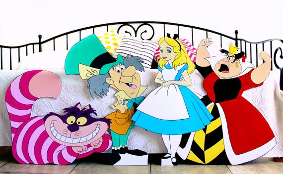 4 Bundle Alice in Wonderland Cutouts, Photo Props Tea Party Baby Shower Wedding Decor Il_570xn