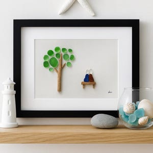 FRAMED Sea Glass Art – Personalized Coastal Decor, Handmade Beach Wall Picture