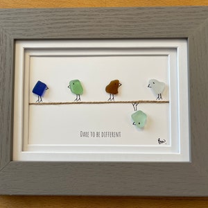 FRAMED Sea Glass Art Picture. Customize and personalize to create a unique one of a kind gift for any occasion such as wedding, baby, etc