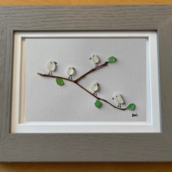 FRAMED Sea Glass Art Picture. Customize and personalize to create a unique one of a kind gift for any occasion such as wedding, baby, etc