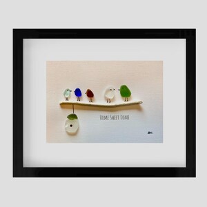 Handgemachte Strandhaus Dekoration - Sea Glass Art - Gerahmte Seeglas Kunst