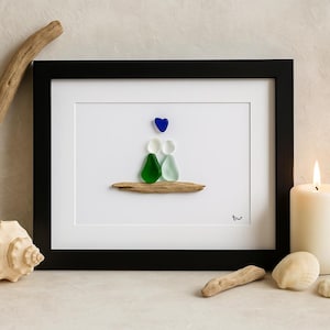 Framed Sea Glass Art: Personalized Nova Scotia Driftwood Gift