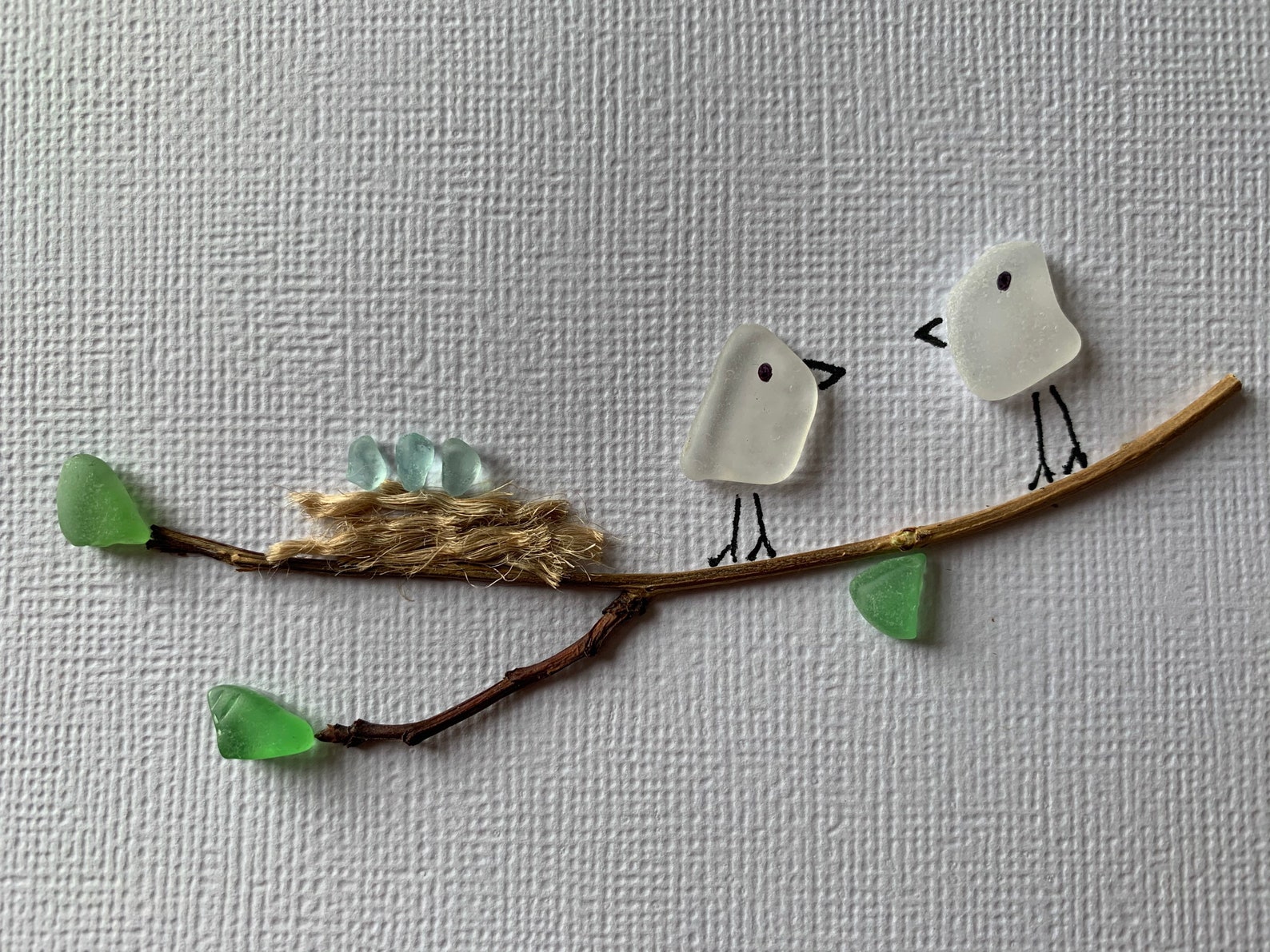 Sea Glass Birds Unframed 5 by 7 Sea Glass Art Picture / Wall Etsy