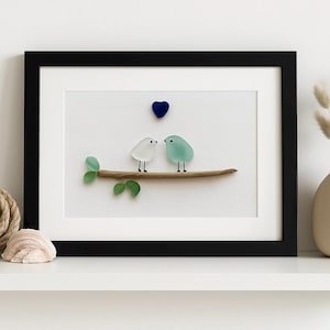 Framed Sea Glass Art – Handmade Driftwood & Sea Glass Picture, Custom Coastal Wall Decor, Personalized Gift, Nova Scotia Beach Glass Art