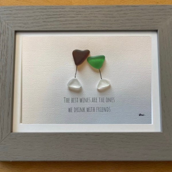 FRAMED Sea Glass Art Picture. Customize and personalize to create a unique one of a kind gift for any occasion such as wedding, baby, etc