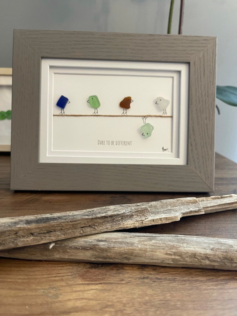 UNFRAMED Sea Glass Art Picture. Customize and personalize to create a unique one of a kind gift for any occasion such as wedding, baby, etc image 4