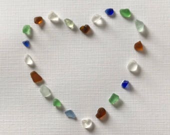 UNFRAMED Sea Glass Art Picture. Customize and personalize to create a unique one of a kind gift for any occasion such as wedding, baby, etc