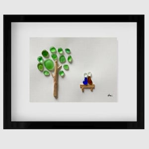 Arte de vidrio marino – Arte de vidrio marino enmarcado – Decoración de casa de playa hecha a mano