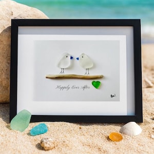 Framed Sea Glass Art – Handmade Driftwood & Sea Glass Picture, Custom Coastal Wall Decor, Personalized Gift, Nova Scotia Beach Glass Art