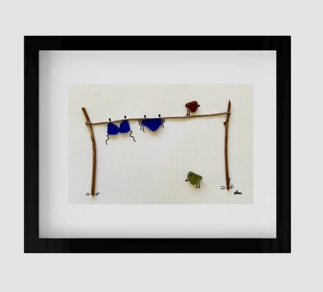Picture of Custom Sea Glass Art | Coastal Decor | Framed Ocean Gift for Wedding ...
