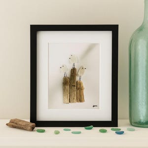Framed Sea Glass Art – Handmade Driftwood & Sea Glass Picture, Custom Coastal Wall Decor, Personalized Gift, Nova Scotia Beach Glass Art