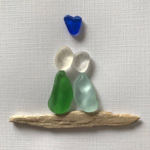 UNFRAMED Sea Glass Art Picture. Customize and personalize to create a unique one of a kind gift for any occasion such as wedding, baby, etc